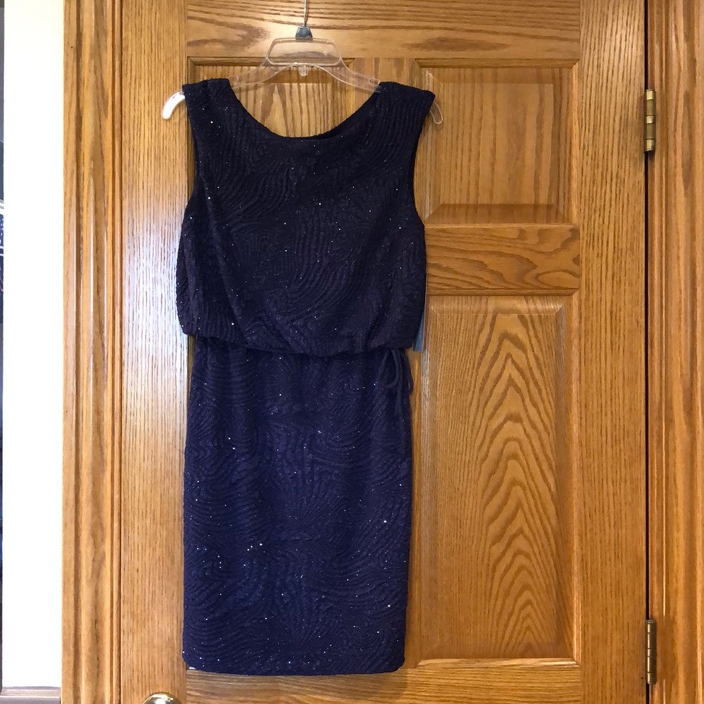 London Times Petites dress, dark purple, sparkles throughout. Size 6P. NWT